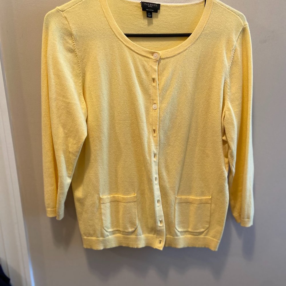 Talbot's Yellow Charming Cardigan, Size Petite Medium
